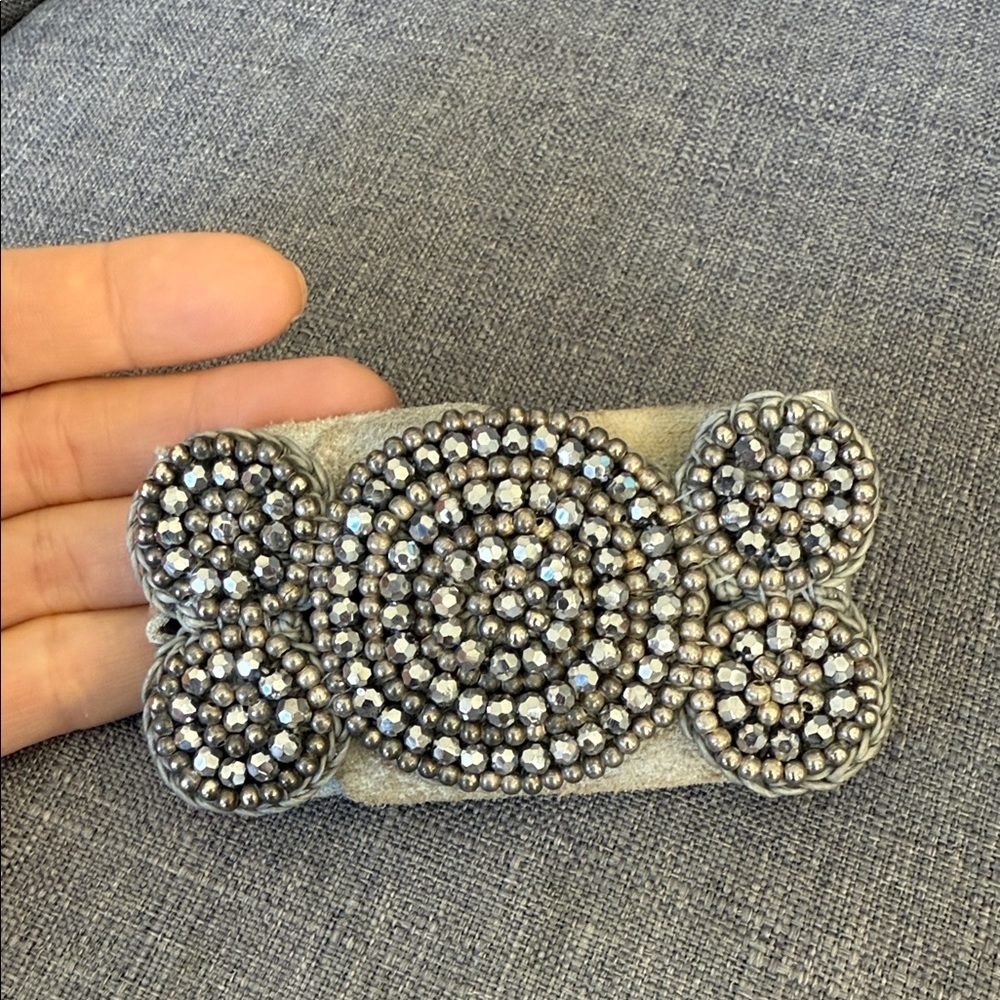 Silver Beaded Cuff Bracelet
